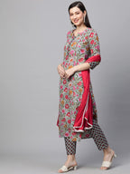 Anni Designer Women'S Pure Cotton Printed Straight Kurta, Pant & Dupatta (Sunu)
