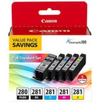 Canon PGI-280 / CLI-281 5 Color Ink Pack, Compatible to TS8120,TS6120,TR8520,TR7520, and TS9120 Wireless Printers, Multi, PGI-28