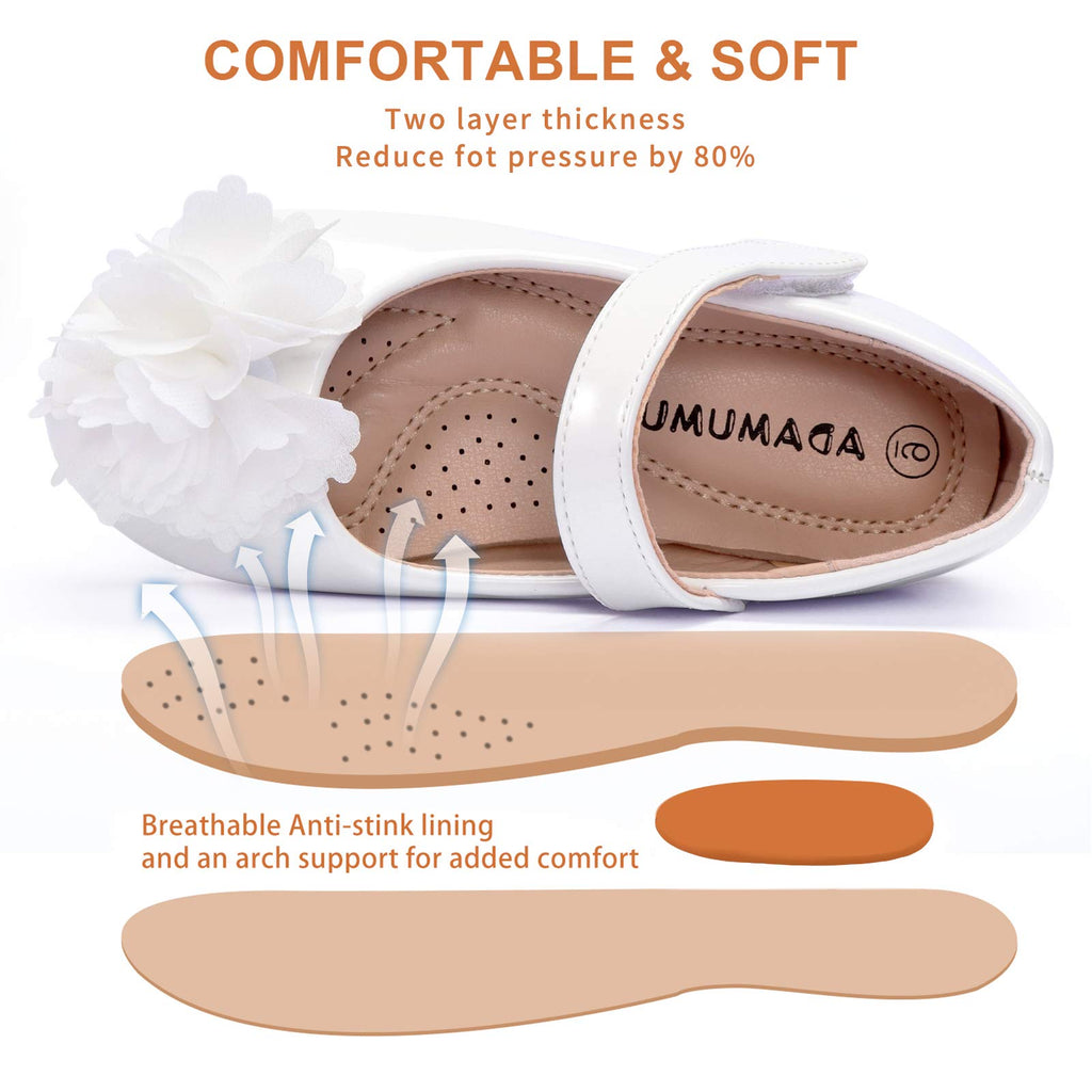 ADAMUMU Toddler Dress Shoes Flower Girl Shoes for Weeding Cute Toddler Mary Jane Shoes Lace Flore Ballet Flat for Walking,Jumpin