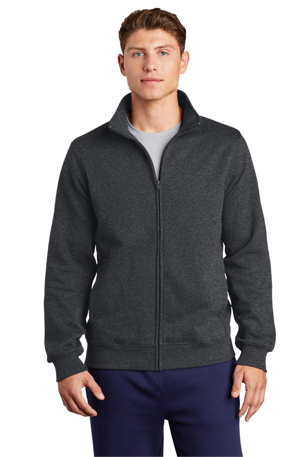 Sport-Tek Men's Full Zip Sweatshirt, Graphite Heather, Small