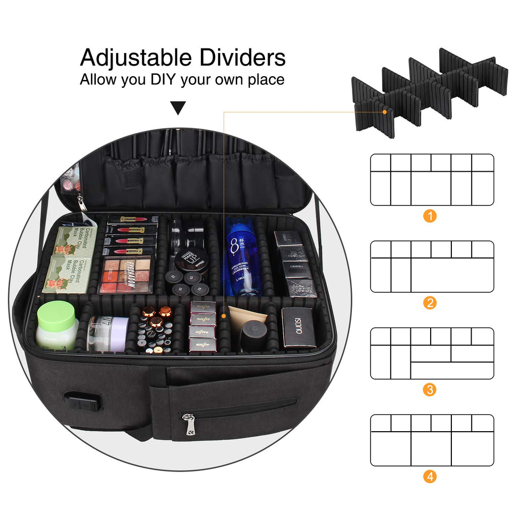 Relavel Professional Makeup Case Makeup Backpack and Makeup Brush Case for Makeup Artists, Durable Water-resistant Material, wit