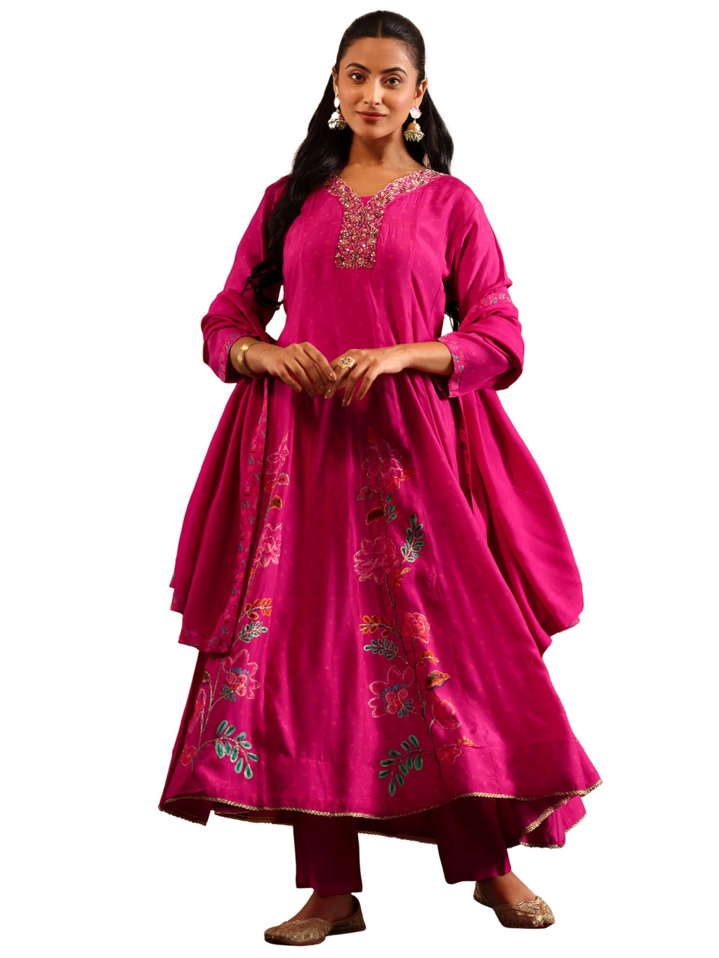 Libas Art Printed Muslin Anarkali Kurta Set For Women (49821As)