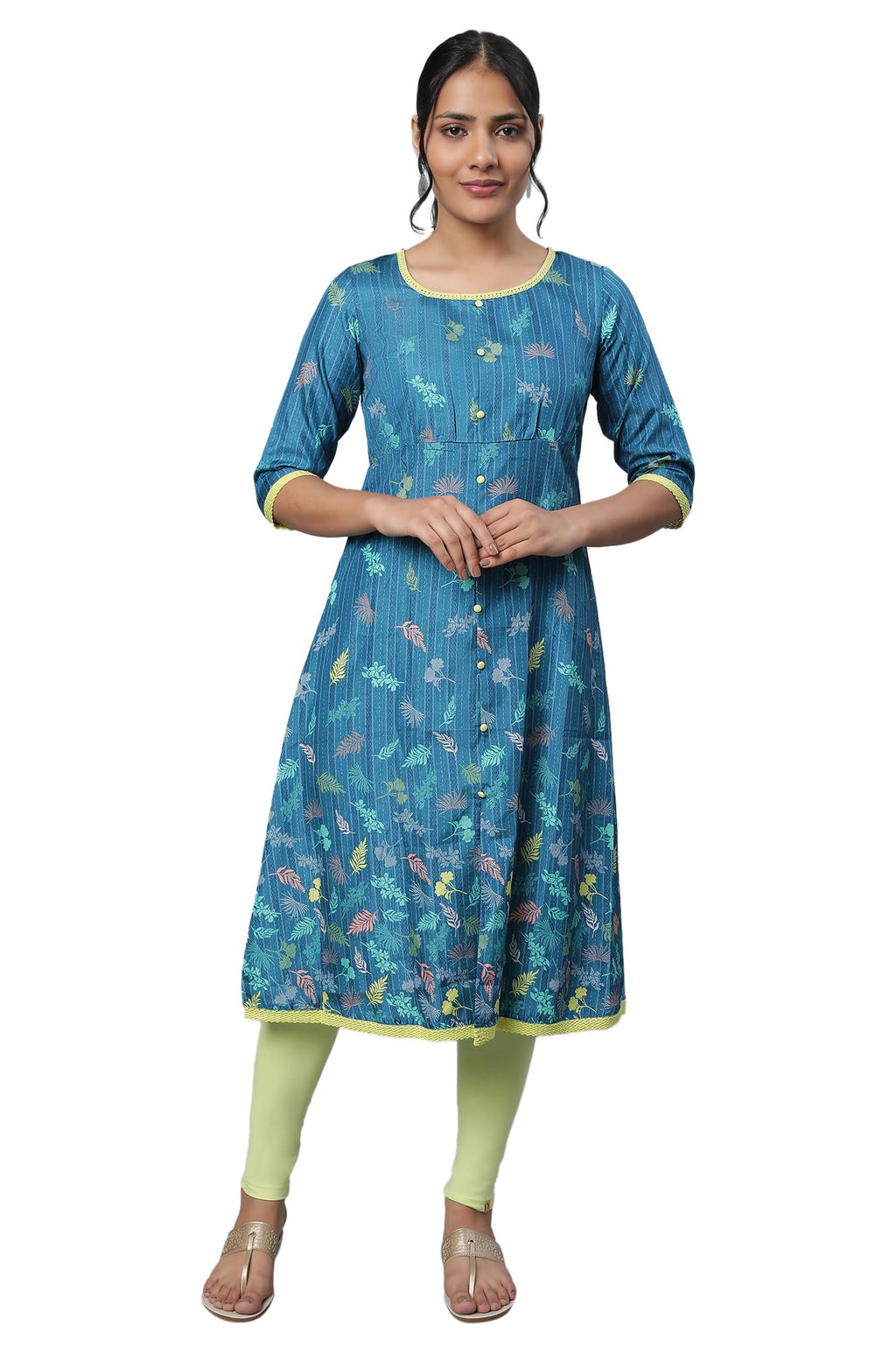 Aurelia Women'S Cotton Geometric Kurta & Tight (23Feas14270-504127_Grey