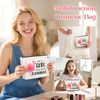 GevGuxLuo Flamingo Gifts for Flamingos Lovers, Flamingo Makeup Bag for Women with Mirror, Flamingos Birthday Gifts for Daughter