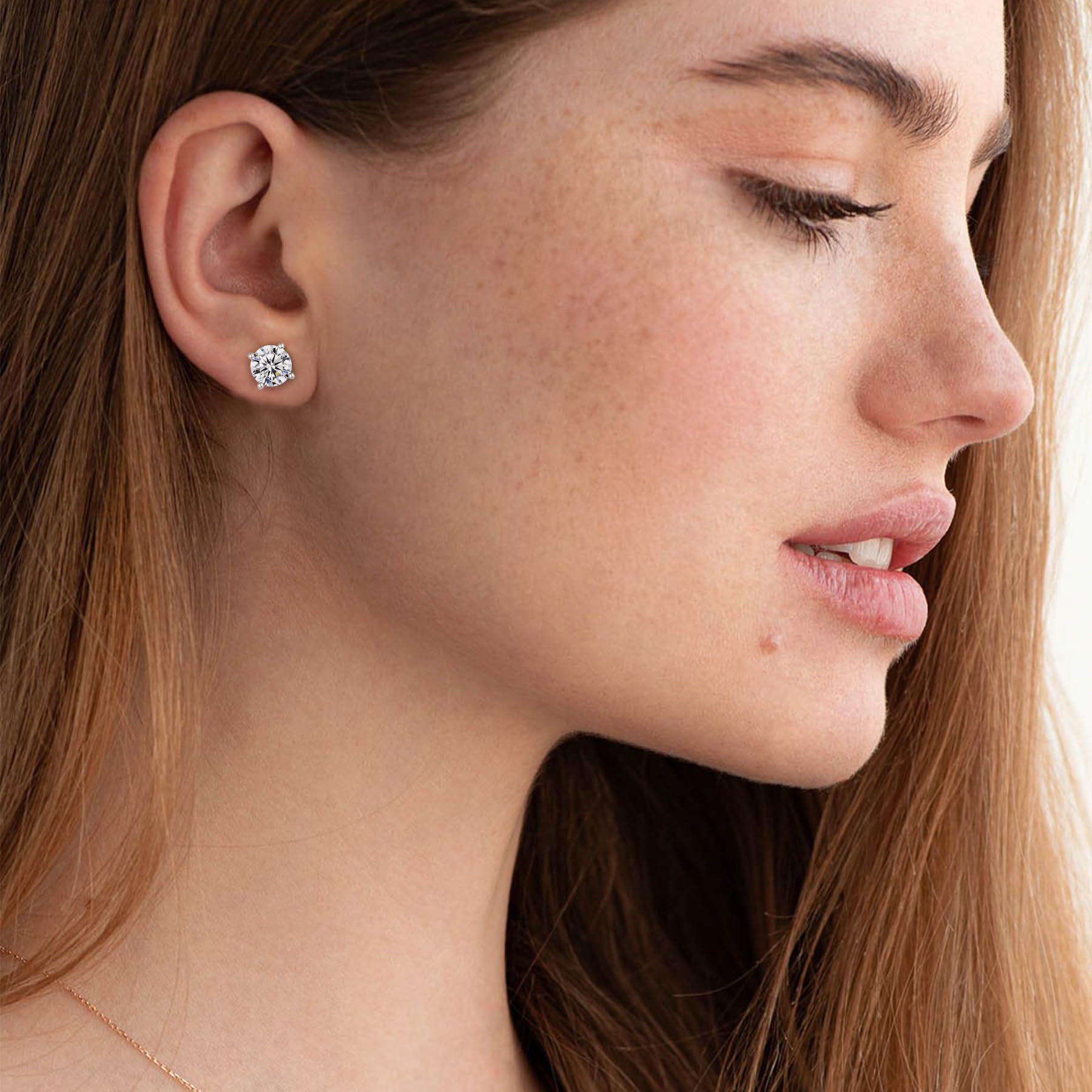 925 Sterling Silver Earrings for Women: Round Cubic Zirconia Screw Back Stud Earrings for Sensitive Ears Hypoallergenic Small Ea