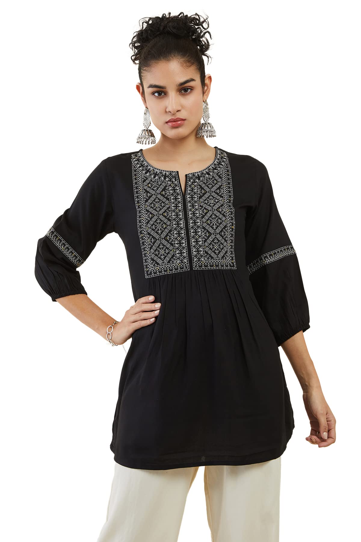 Soch Women Rayon Embroidered T-Shirt