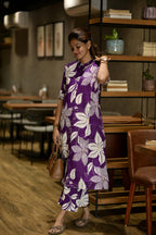 ANNI DESIGNER Womens Rayon Viscose Straight Printed Kurta with Pant (Sunoni Purple_L_Purple_Large)