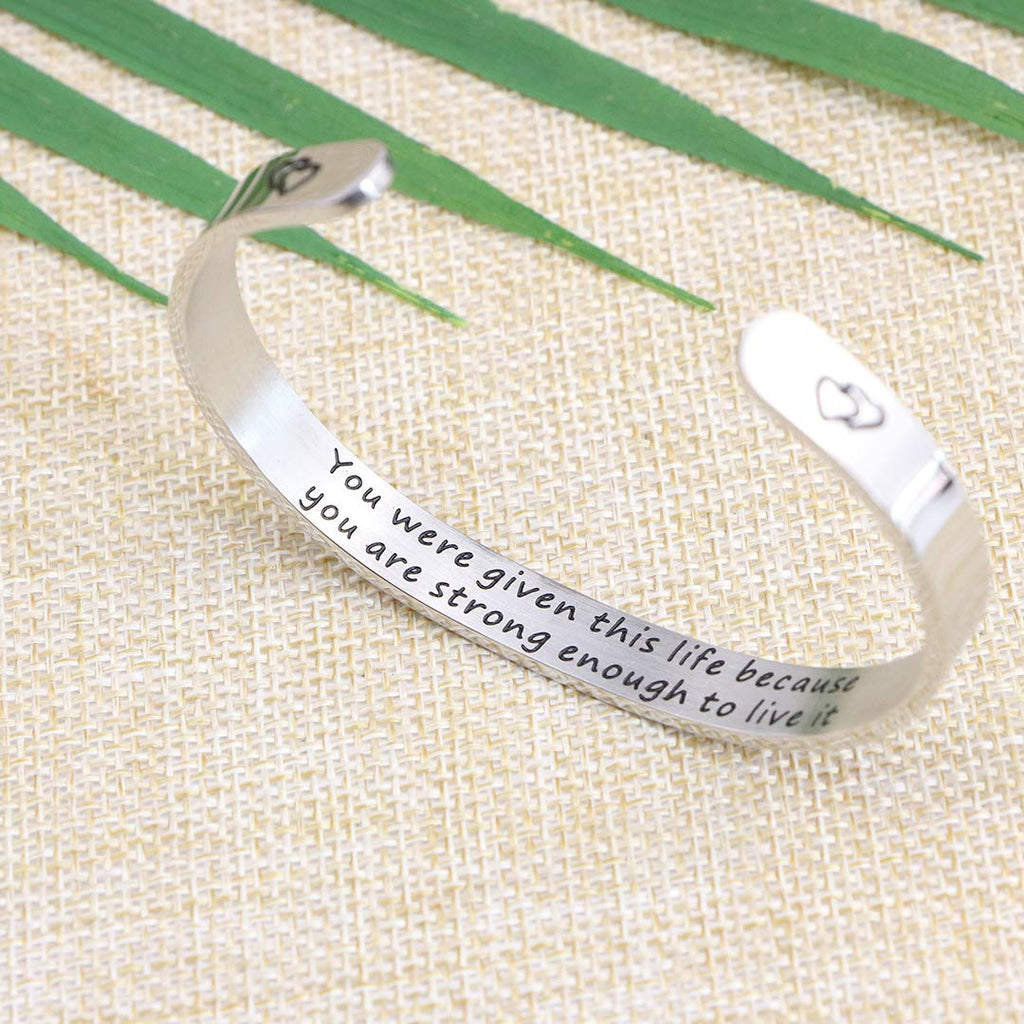 JoycuFF Inspirational Gifts for Women Recovery Jewelry for Girls Birthday Gift Ideas Personalized Engraved Stainless Steel Cuff