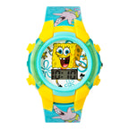 Accutime Nickelodeon Spongebob Squarepants Kids LCD Watch with LED Lights - Colorful Character Strap, Interactive Flashing Displ