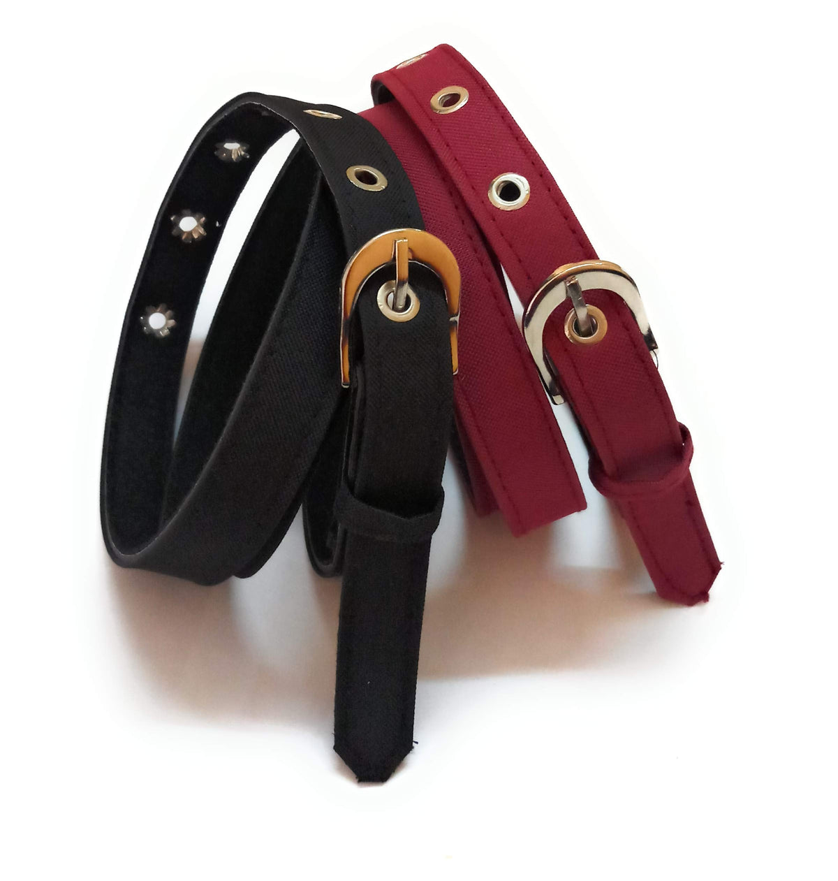 Women Xxxl Oversize Plus Size Fabric Belts For Jeans Trousers 2Pcs Combo Black And Maroon 3