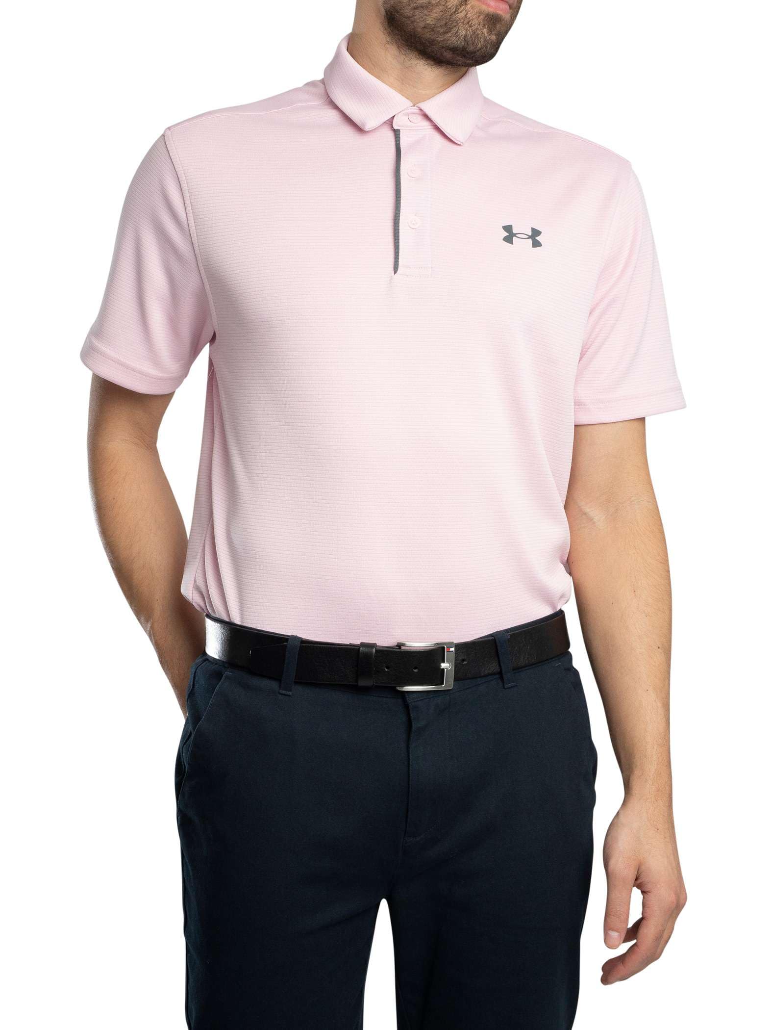 Under Armour Men's Tech Golf Polo, (647) Prime Pink / / Pitch Gray, Large Tall