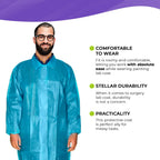 Disposable gowns XX-Large Pack of 10 Blue Lab coat Men 40 gsm Polypropylene Polyethylene Surgical gowns with collar Loop Fastene