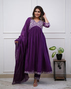 ANNI DESIGNER Women s Kurta with Trousers and Dupatta, Begani, Medium