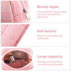 2Pcs Makeup Bag for Women Girls Pencil Pouch Travel Small Cosmetic Bag Set Cute Plush Pink Makeup Pouch Purse Pencil Case Pencil