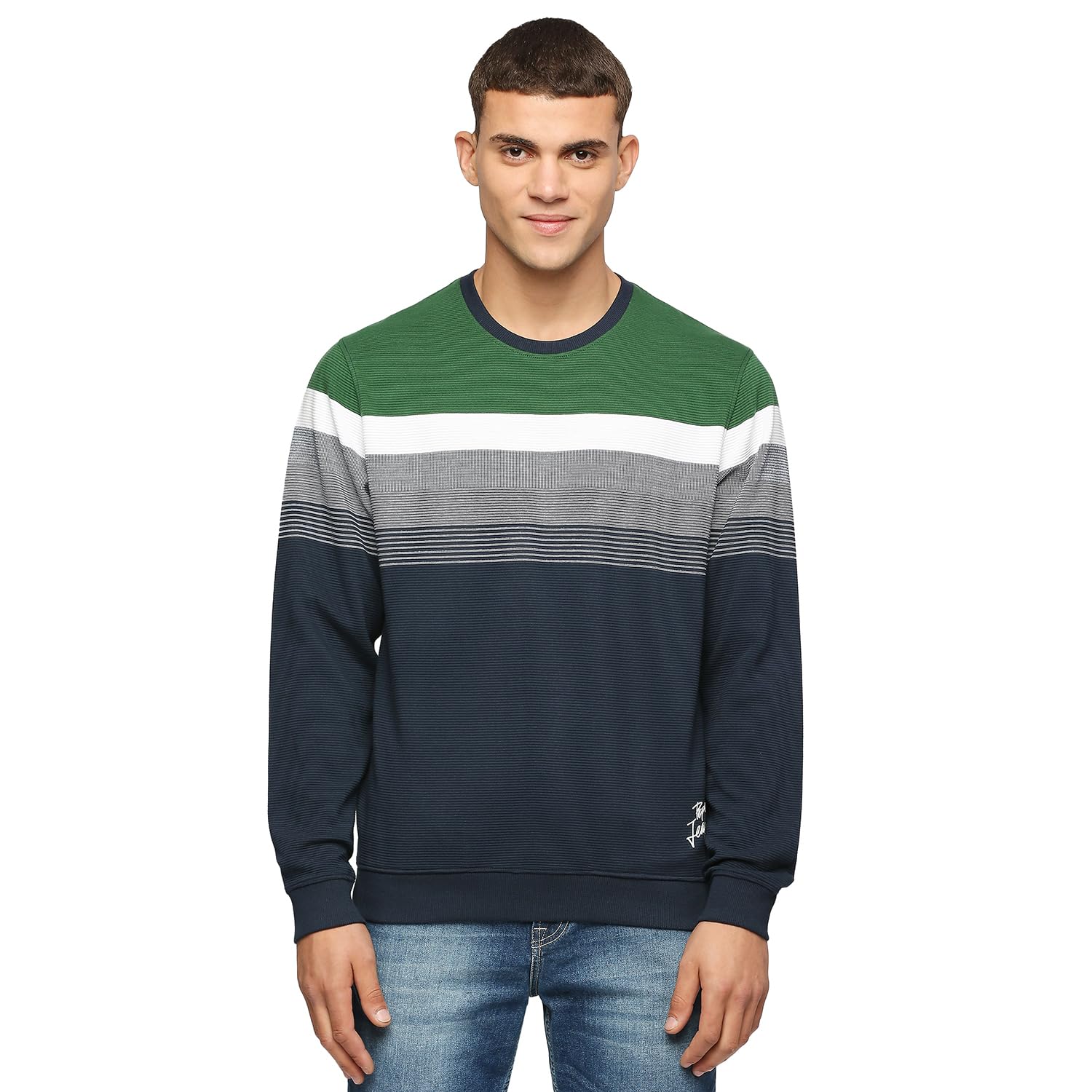 Pepe Jeans MenS Cotton Crew Neck Sweatshirt (Pm582641_Ivy Green And Blue