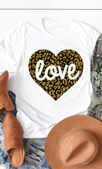 Love Leopard Heart Graphic Tee T-Shirt PLUS