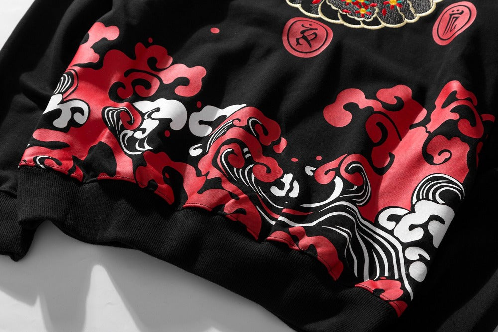 KH9060 Red Oni Embroidered Hoodie