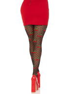 Spandex sheer polka dot cherry tights.
