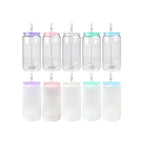 16oz Blank Sublimation Glass Can Jar with plastic Colored lid Tumbler (Clear or Frosted)