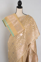 Gracy: Beige & Gold Jamdani Banarasi Saree | Bengali-Varanasi Fusion