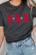 USA Star Patriotic July Fourth Picnic Graphic Tee T-Shirt