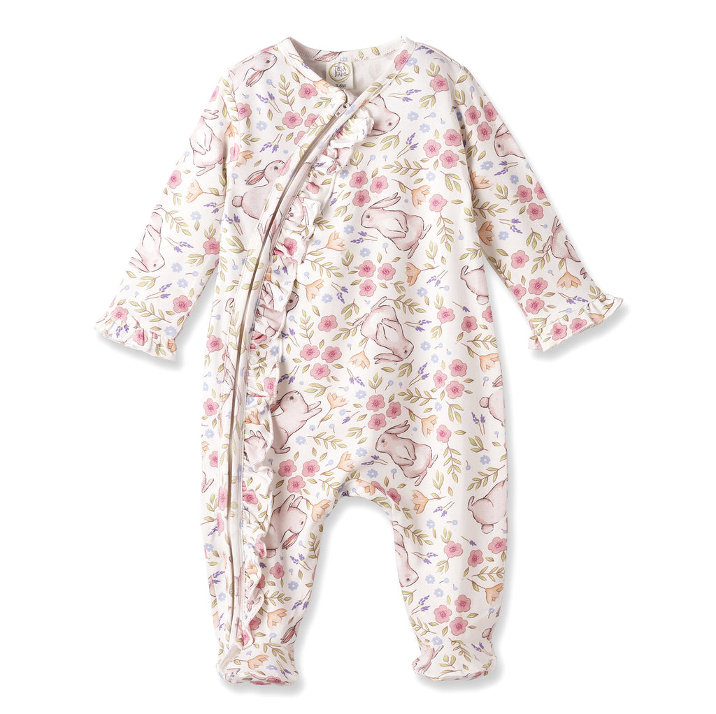 Bunny Blooms Soft Bamboo Zipper Romper for Easter