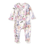 Watercolor Floral Bamboo Baby Girl Floral Zipper Romper
