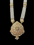 DLN129 jadau rani haar in pearls with earrings tika ( READY TO SHIP )