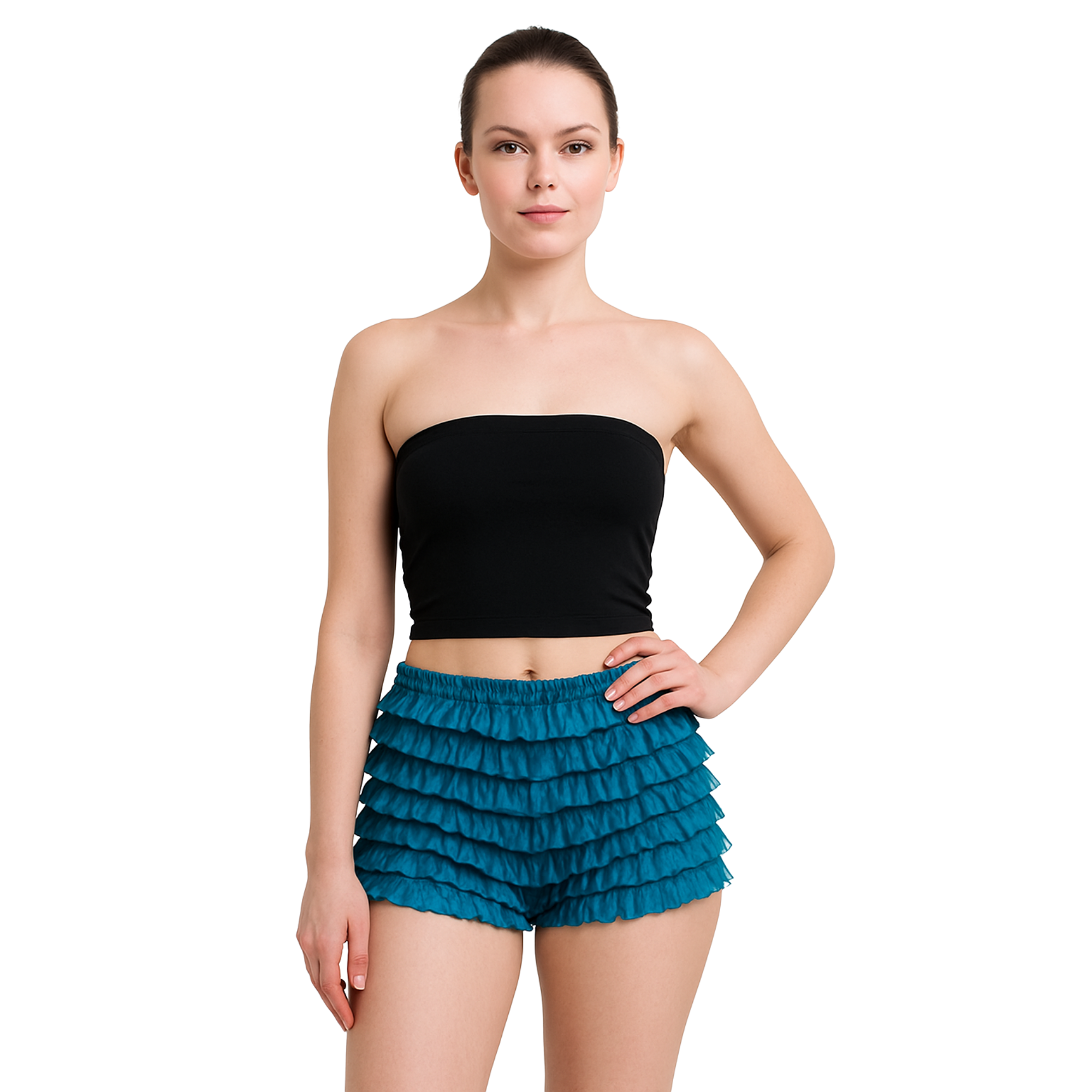Malco Modes Lace Ruffle Pettipant for Women â??Peacock Blue Halloween Costume Shorts, Y2K Ruffle Bloomers, Cosplay & Festival Dance Bottoms