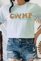 Camp My Happy Place Summer Camping Graphic Tee