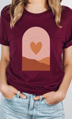 Boho Heart Sunrise Valentine PLUS SIZE Graphic Tee T-Shirt