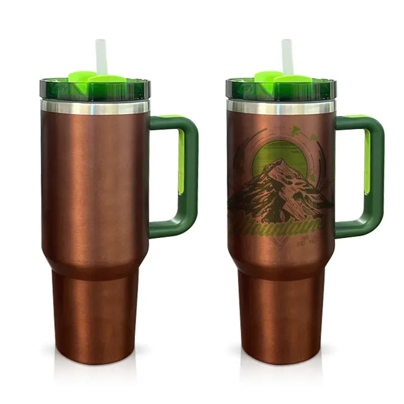40oz Sublimation Rose Gold Watermelon Tumbler w/ Handle stainless