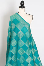Rama : Green Semi Crepe Georgette Banarasi Saree with Designer Gold Zari Work