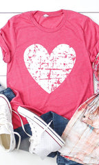 Distressed Heart Graphic Tee T-Shirt PLUS