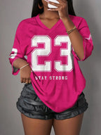 Stay Strong Retro Mesh Breathable Sports Jersey – Women's Athleisure & Activewear V-Neck Tee