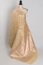Gracy: Beige & Gold Jamdani Banarasi Saree | Bengali-Varanasi Fusion
