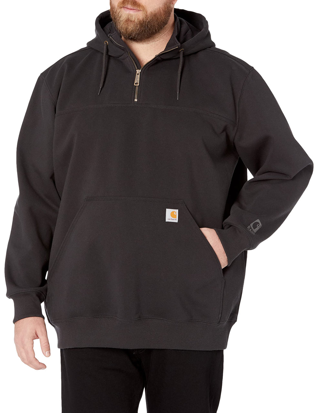 Carhartt Men's Big Rain Defender Loose Fit Heavyweight Quarter-Zip Sweatshirt, Black, Large Tall