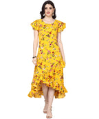 Oomph! Dress For Women Stylish| Summer Vacation Style |Floral Print Wrap Maxi |Lightweight Flared Maxi Dress For Casual & Holida