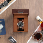 ProCase Single Watch Box for Men - Storage Holder Organizer With Glass Lid, 1 Slot Display Case - Espresso