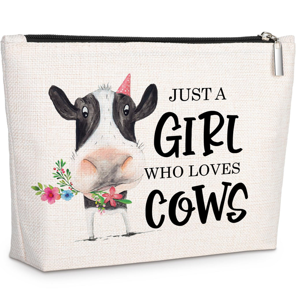 GevGuxLuo Cow Gifts for Cow Lovers, Cow Makeup Bag for Women with Mirror, Cow Birthday Gifts Ideas for Daughter Sister Bestie, C