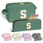 YOOLIFE Girls Makeup Bag - Teen Girl Gifts Deep Green Letter Make Up Bag Cosmetic Bag Mini Makeup Brush Bag Mother Teacher Gifts