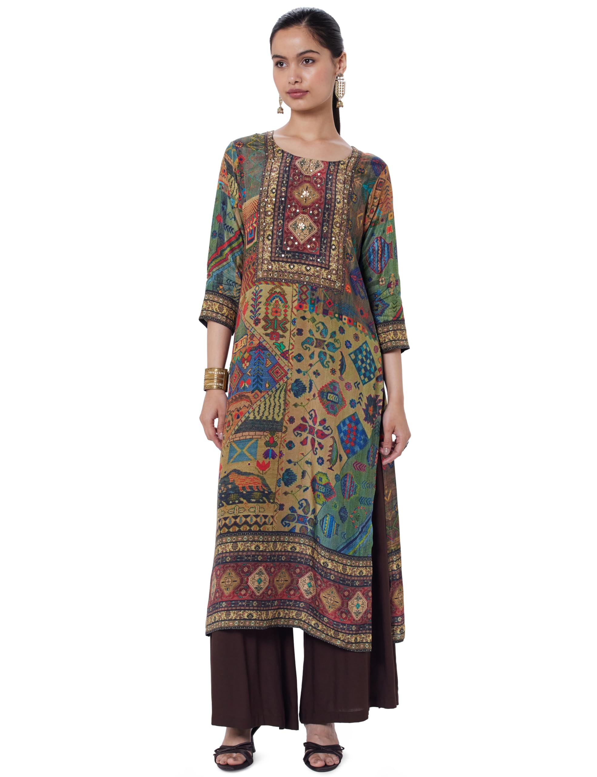 Soch Women Viscose Muslin Ethnic Motifs Kurta with Sequins