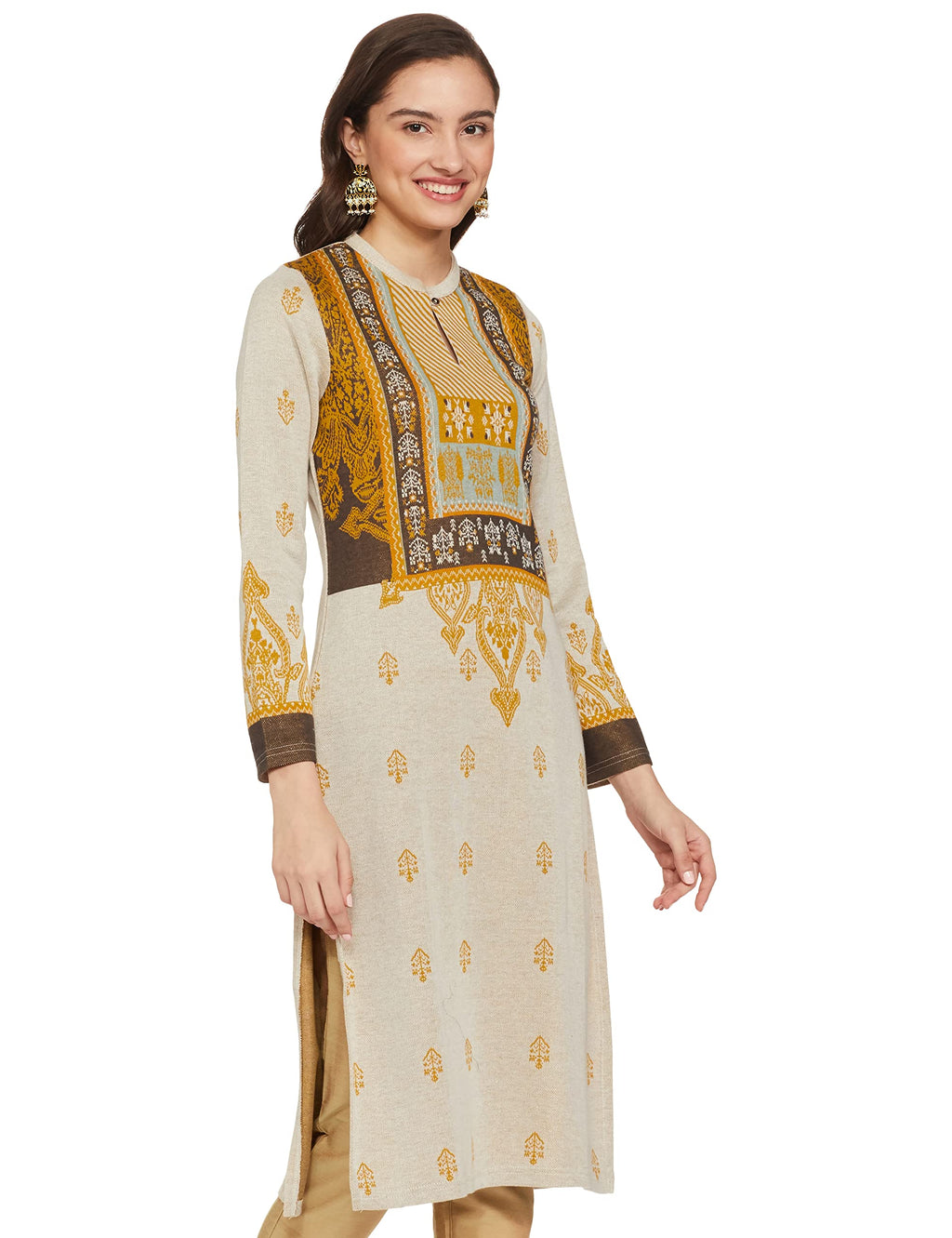 W For Woman Angora Jacquard Winter Kurta For Women
