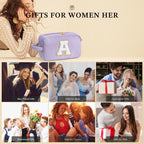 YOOLIFE Travel Makeup Bag - Personalized Monogram Initial Makeup Bags Cosmetic Toiletry Bag Pouch for Women, Mom, Her Best Frien