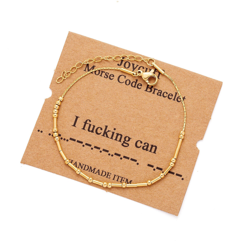 JoycuFF Morse Code Bracelets for Women Daughter Sister Friends Classmates Birthday Christmas Graduation Jewelry Gifts Stainless 