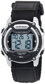 Armitron Sport Quartz Sport Watch with Nylon Strap, 24 (Model: 45/7004SVB), Black/Silver