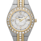 Relic by Fossil Women's Queen's Court Three-Hand Date Silver and Gold Two-Tone Stainless Steel Bracelet Dress Watch (Model: ZR11