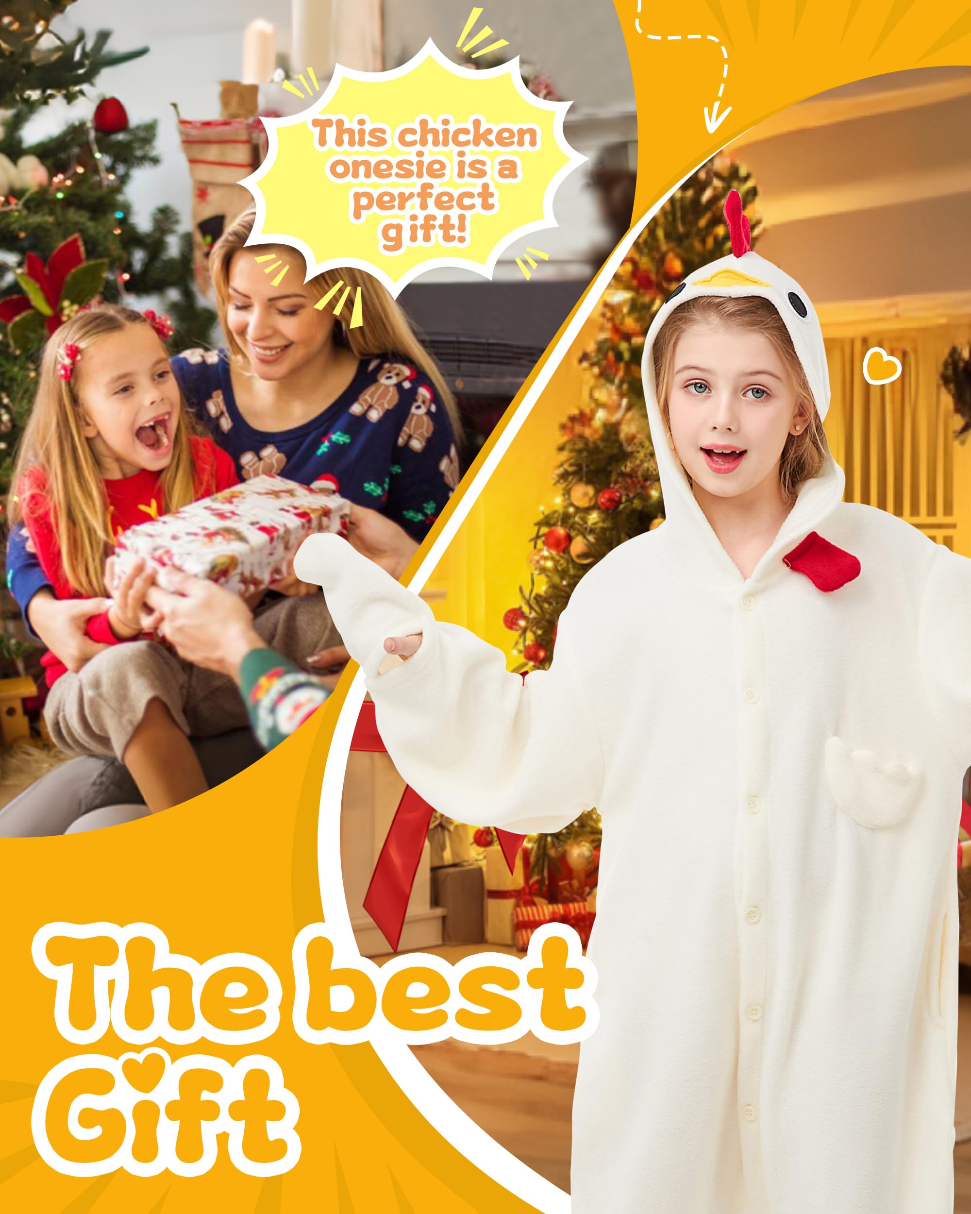 CANASOUR Unisex Halloween Kids Chicken Onesie For 10-12 Years Girls Costume Party Cosplay Pyjamas (Height 56-59    10 Years,Chic