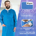 AMZ Medical Supply Disposable Lab coats for Adults Small, Blue SMS Medical PPE Disposable clothing 100 Pack, Waterproof Lab coat