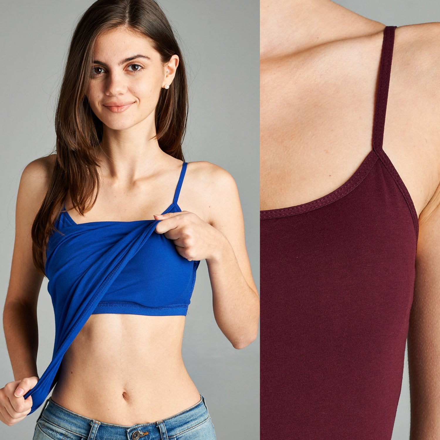 Emmalise Women's Camisole Built in Bra Wireless Fabric Support Short Cami (Black, Medium)